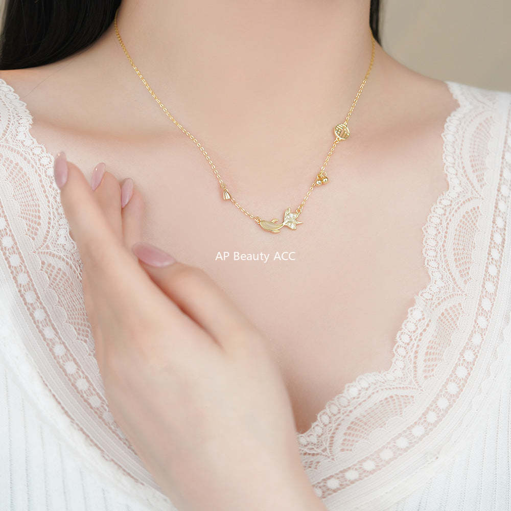 D廠-S999足銀福牌錦鯉項鍊女中式復古輕奢精緻高級頸飾「YC3904N_1」25.11-4