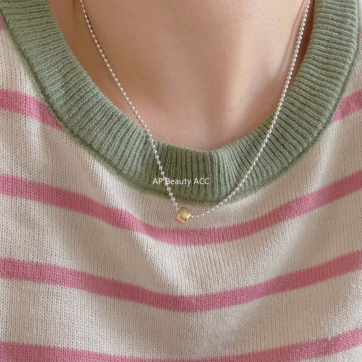 F廠-韓國韓版925純銀三角磨砂珠分色項鍊簡約ins網紅項鍊「B1167」25.12-3