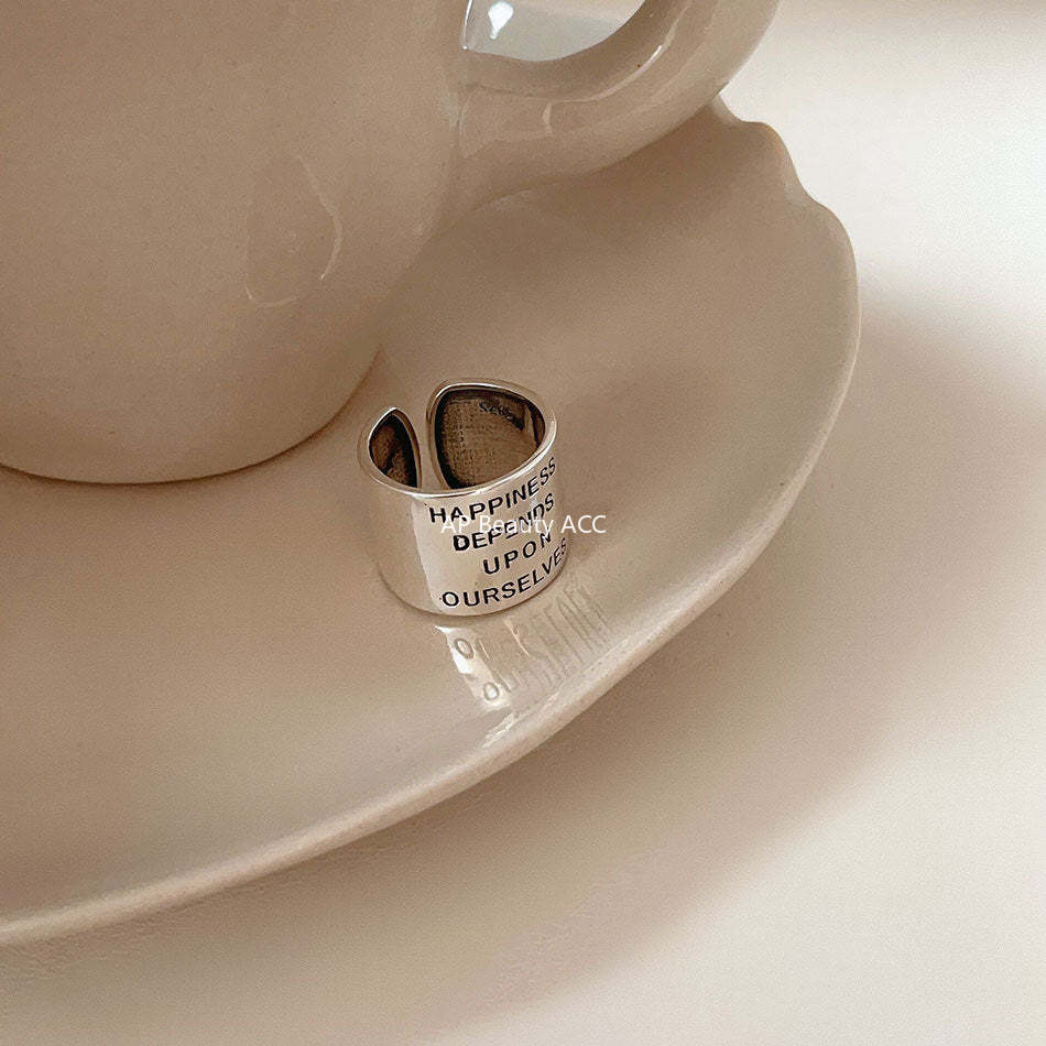 F廠-韓版飾品925純銀復古做舊取悅自我復古寬面戒指指環首飾時尚戒子「J960」25.10-5