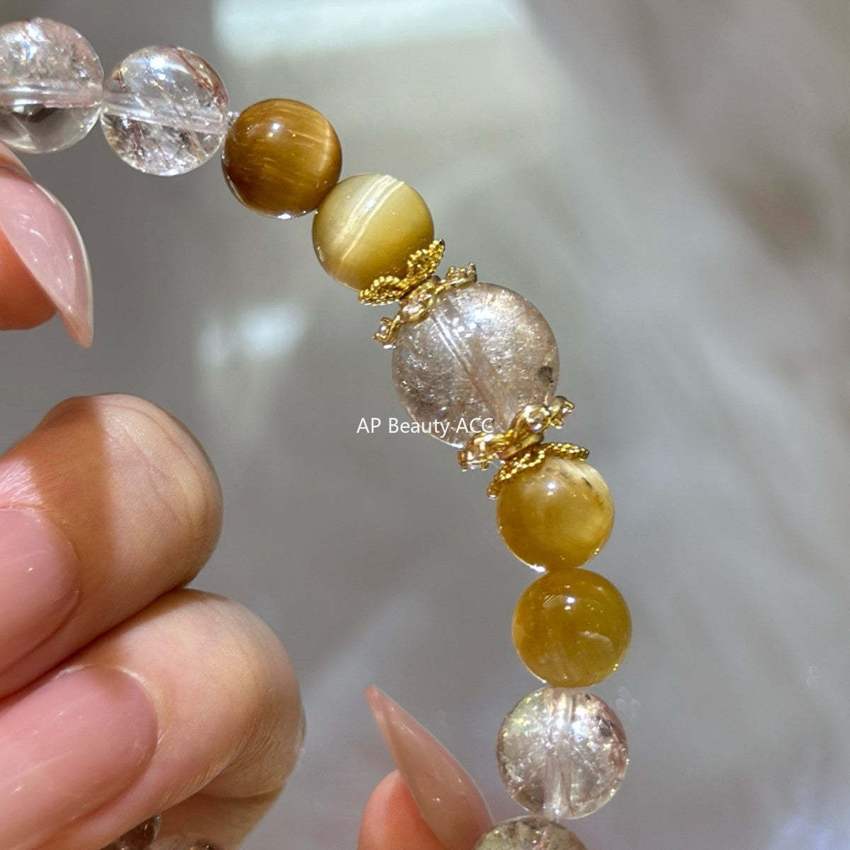 AS廠-新中式天然黃塔晶拼接金虎眼葫蘆手鍊女小眾氣質國風高級疊戴「l2834」25.10-4