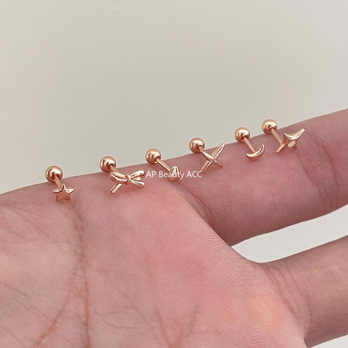 C廠-925純銀輕奢蝴蝶結耳釘女韓風簡約日常星星月亮耳環小眾高級耳飾「EH-4256」25.11-3