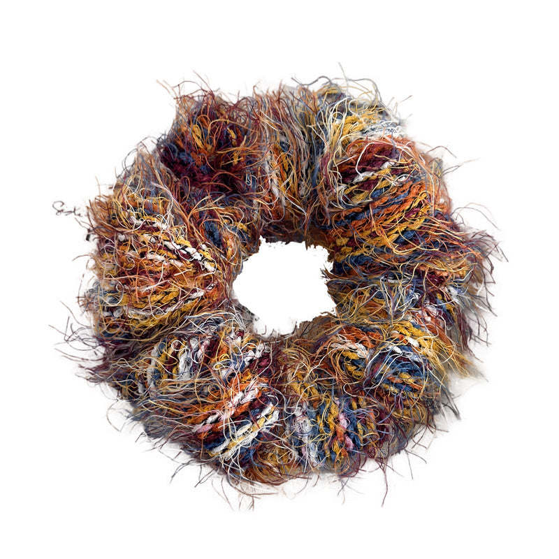 E廠-高級感彩色毛線編織大腸髮圈個性氣質馬尾髮繩小眾設計感韓版髮飾「24417」25.11-1