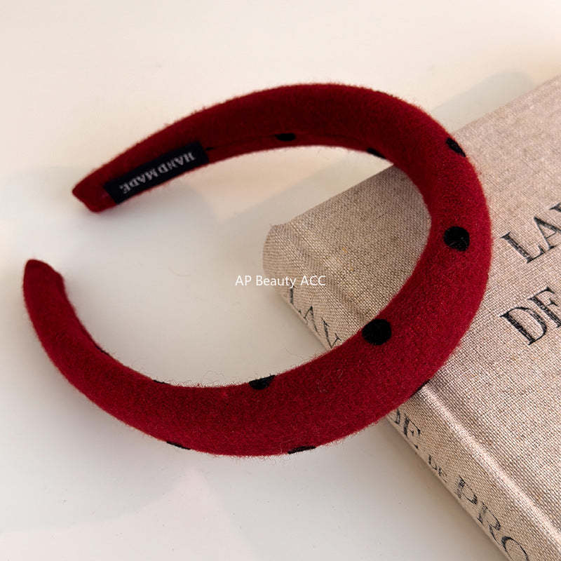 E廠-新年紅色波點大腸髮圈網紅2025新款綁頭髮頭繩高顱頂頭箍洗臉髮捆「27755」25.12-1