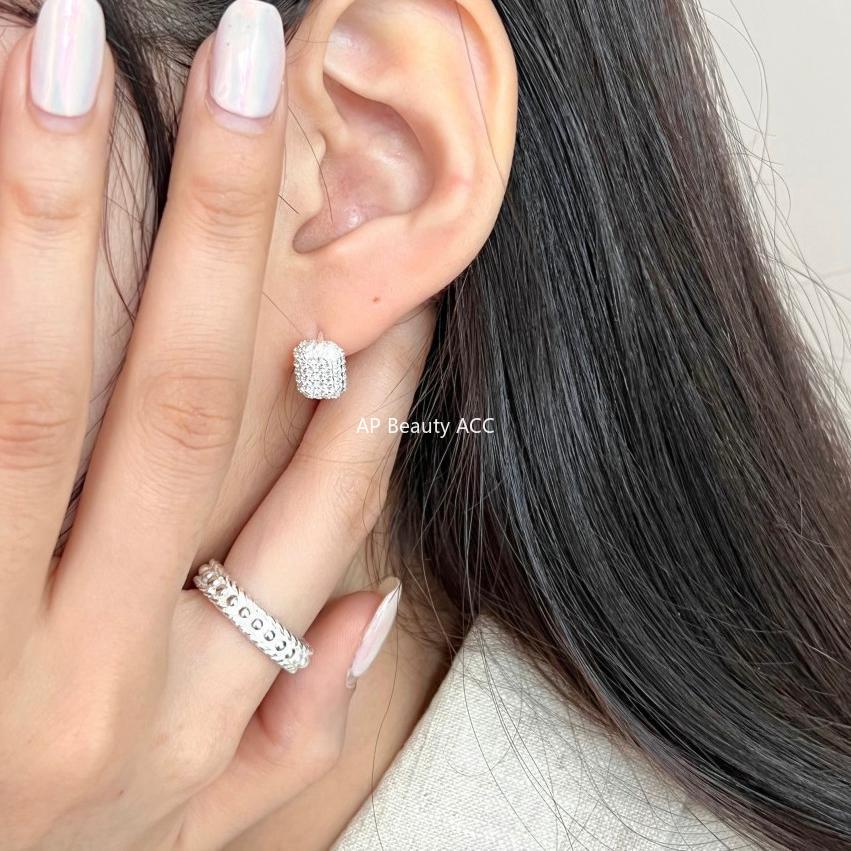 F廠-韓國韓版925純銀鋯石耳釘耳扣女簡約時尚ins風耳環耳飾「C1028」25.11-2