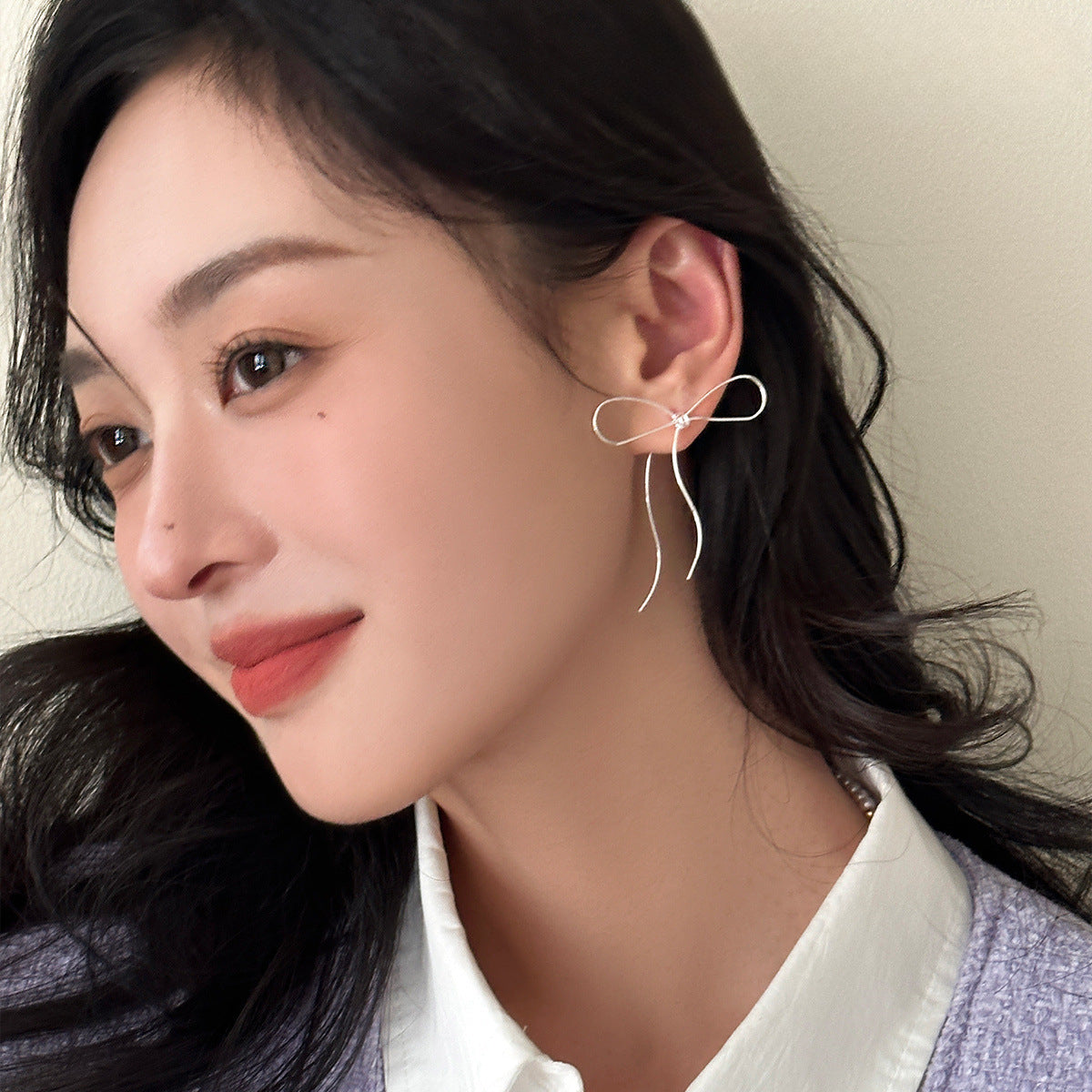 C廠-仙女風百搭夏季蝴蝶結耳釘女氣質高級感銀針耳環個性簡約甜美耳飾「EH-3590」25.04-4