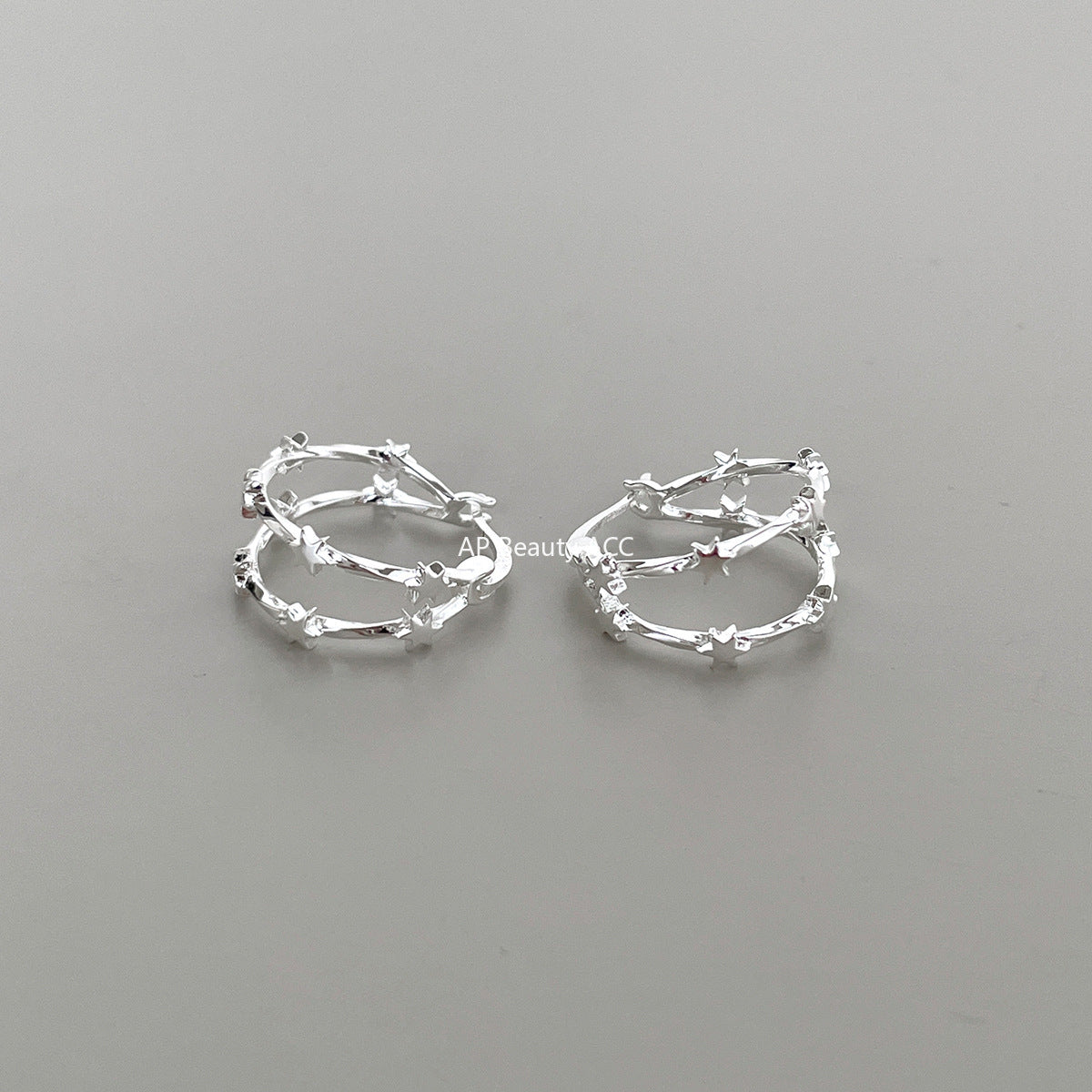 C廠-甜酷簡約星星耳環女時尚復古港風氣質荊棘銀針耳扣高級感秋冬耳飾「EH-4117」25.11-2