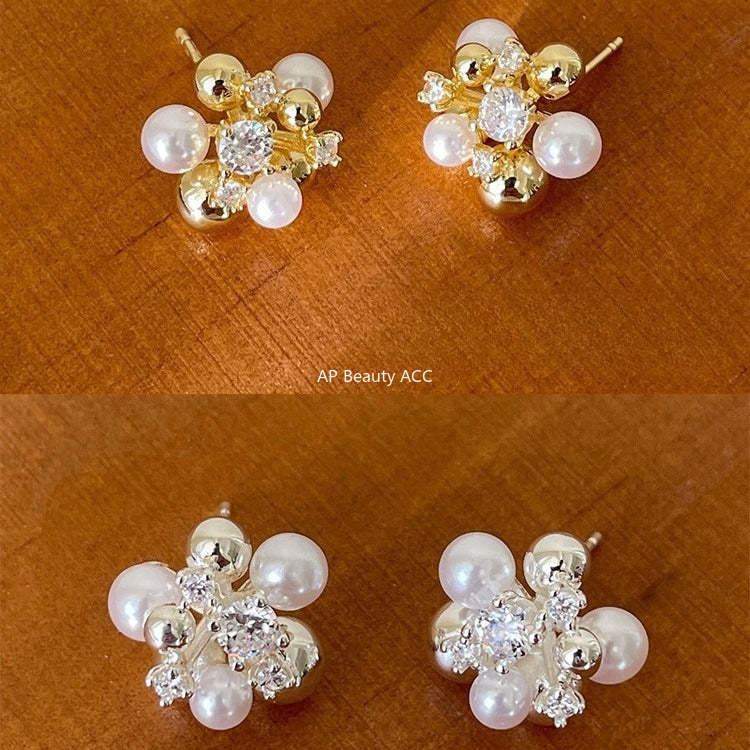 C廠-小眾設計感鋯石耳釘女百搭高級復古氣質珍珠耳環優雅獨特秋冬耳飾「EH-4311」25.11-4