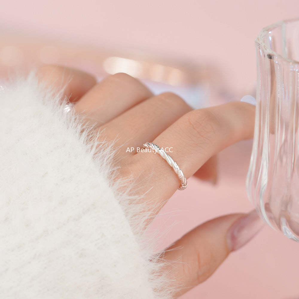 D廠-純銀S925精緻麻花戒指女輕奢簡約甜美高級感氣質百搭小眾指環「YC3302R_1」25.12-3