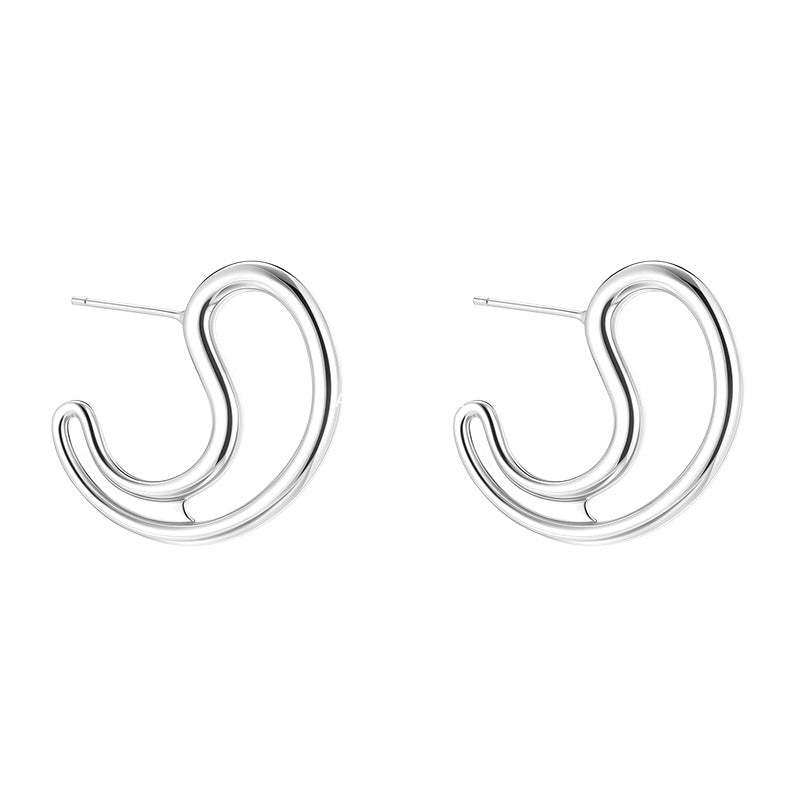 C廠-幾何C形銀針耳釘女時尚設計感高級秋冬耳環日韓時尚個性氣質耳飾「EH-4274」25.11-4