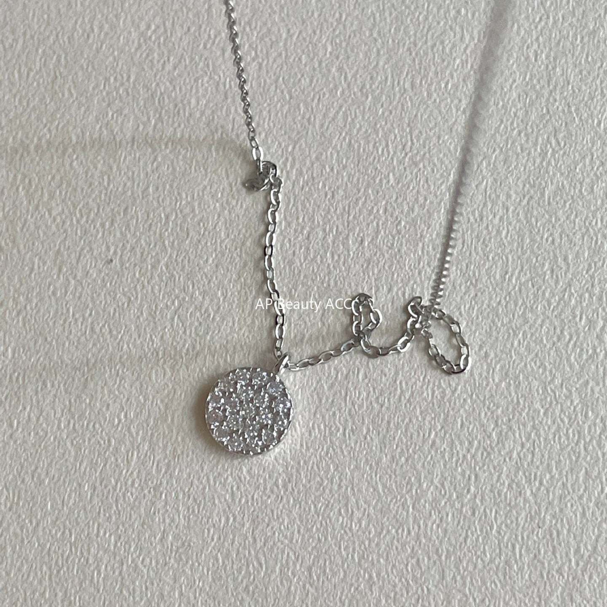 F廠-韓國韓版簡約銀飾 925純銀圓形滿鑽項鍊百搭INS風個性設計款項鍊「B1388」25.11-4
