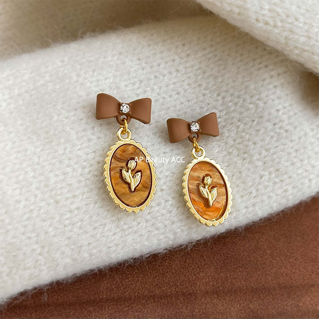 A廠-時尚高級感美拉德風咖色系秋冬爆款新款耳飾飾品耳環貨源批發「7024」25.11-1