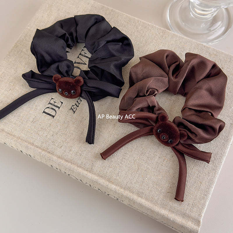 E廠-蝴蝶結小熊大腸髮圈女可愛扎頭髮繩高級感頭花2025新款頭繩髮飾秋「27623」25.11-1