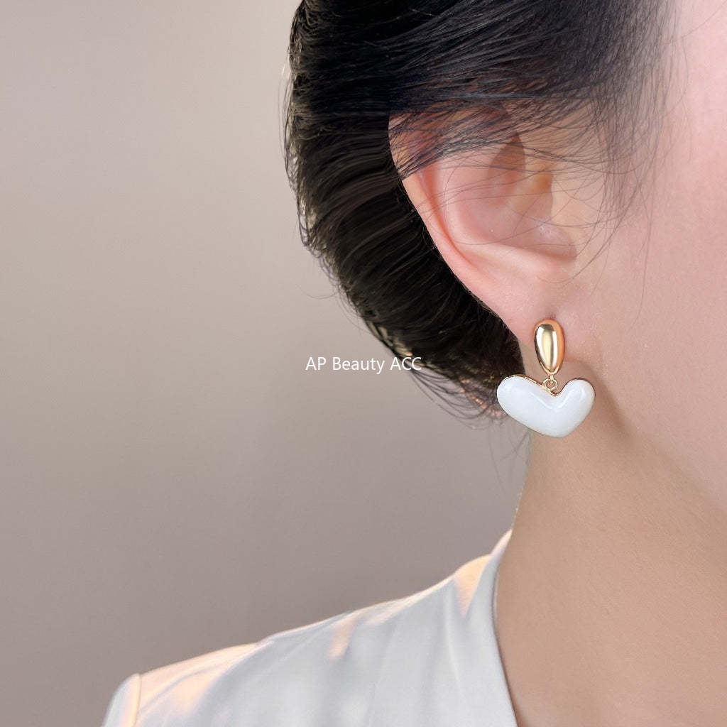 A廠-法式愛心耳環2025新款爆款高級感純銀針耳環女小眾獨特百搭耳飾品「7108」25.11-3