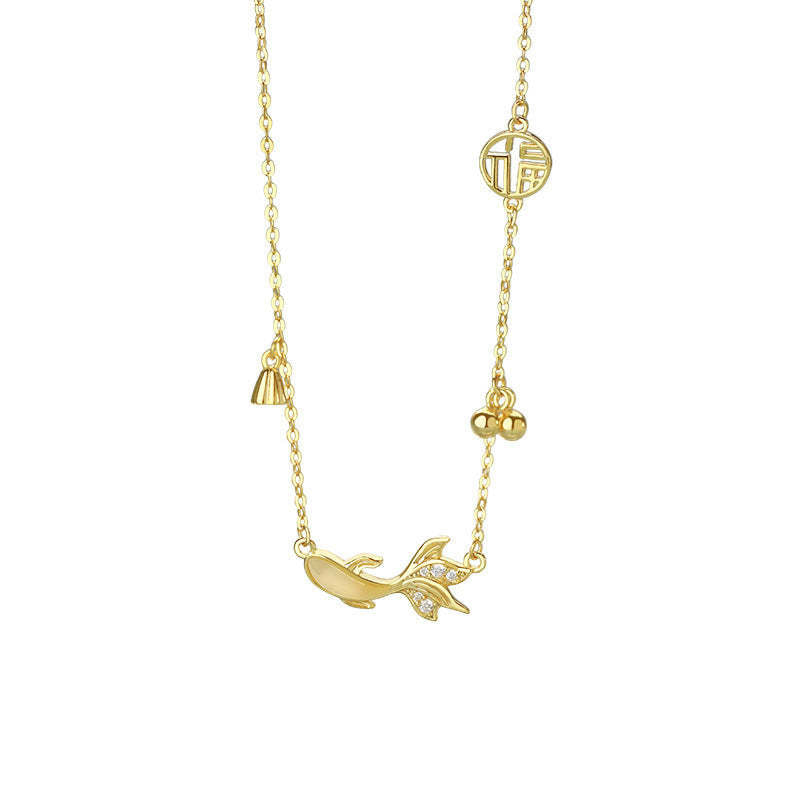 D廠-S999足銀福牌錦鯉項鍊女中式復古輕奢精緻高級頸飾「YC3904N_1」25.11-4