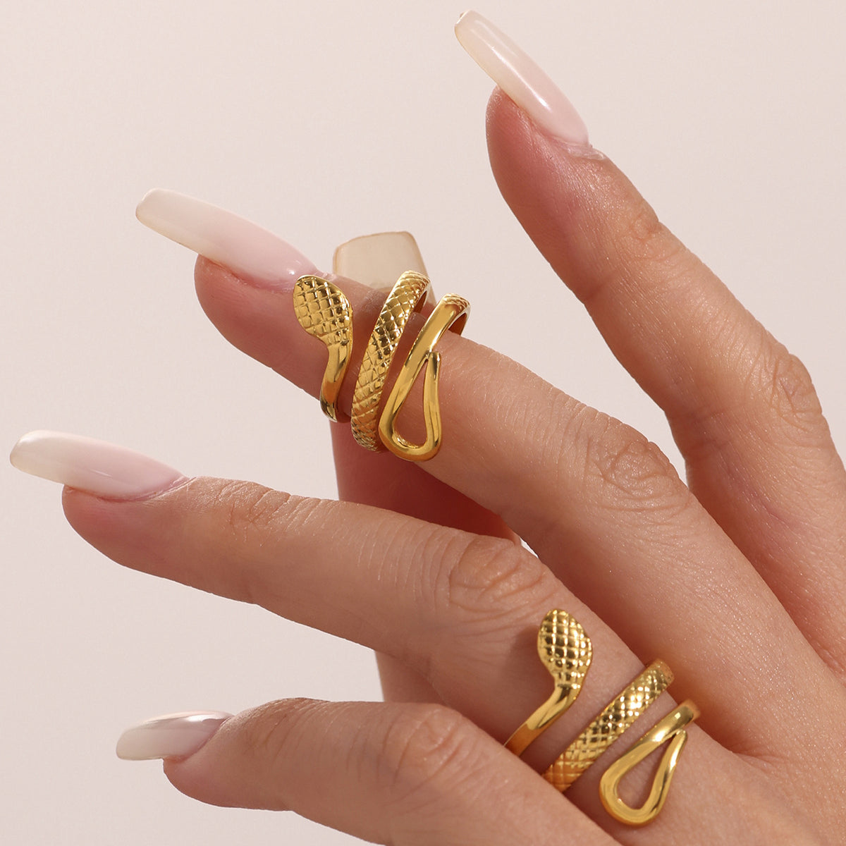 B廠-歐美不鏽鋼蛇形戒指小眾開口指環本命年鈦鋼飾品跨境rings「A786-A787」25.07-2
