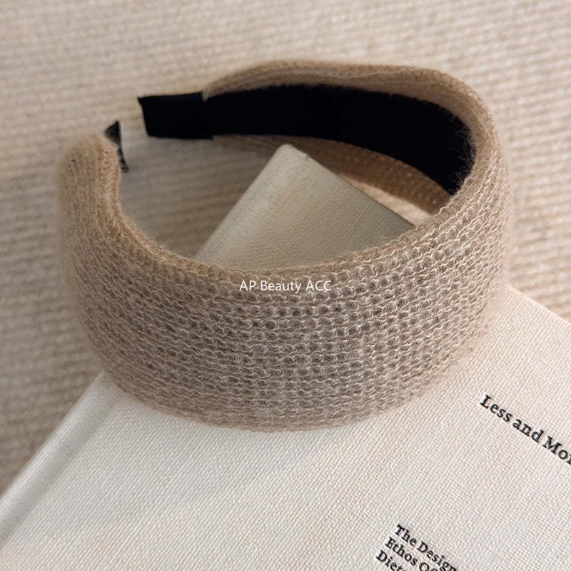 E廠-秋冬針織高顱頂毛線寬邊髮箍女高級感洋氣時尚壓髮頭箍髮卡頭飾潮「27794」25.12-3