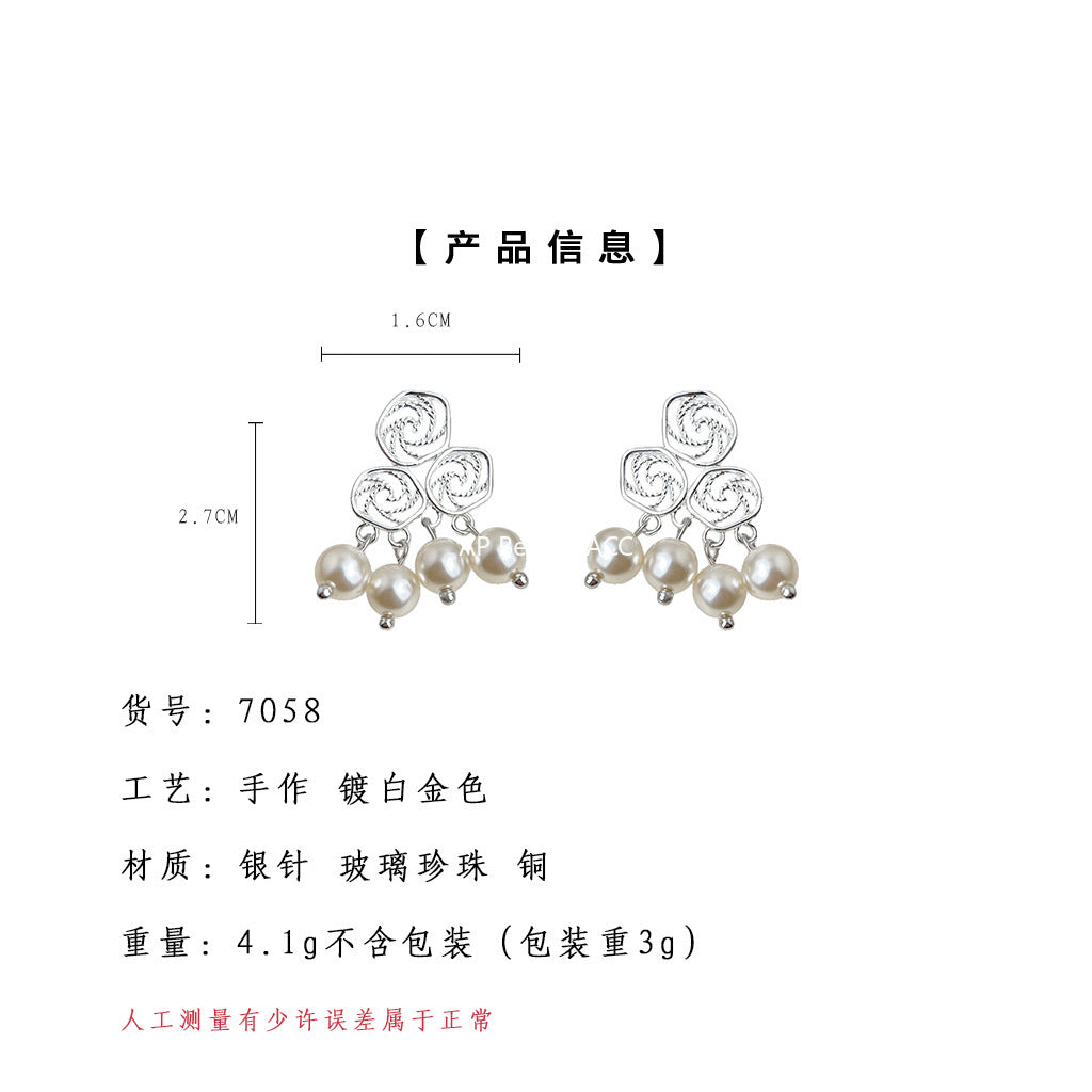 A廠-原創時尚高級感925銀針幾何鏤空藝術氣息新款手工耳飾工廠 耳環女「7058」25.11-2