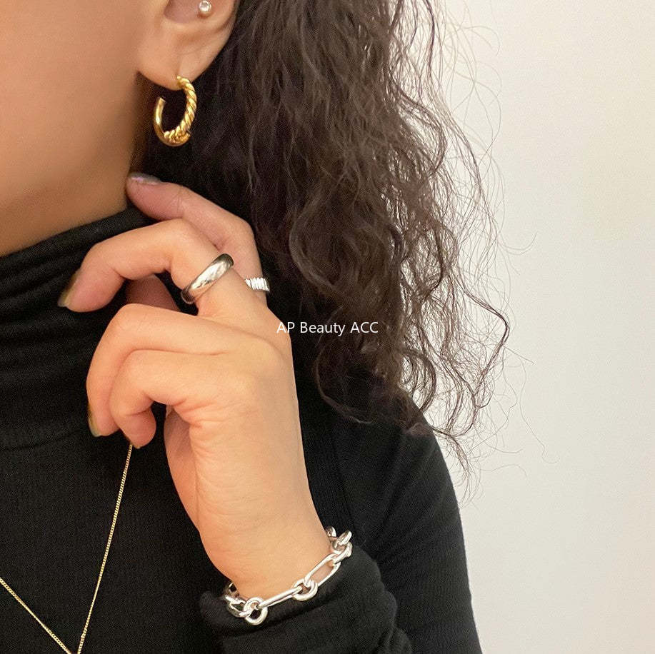 F廠-韓國韓版925純銀耳釘韓風INS極簡編織耳環耳扣銀耳釘女「C874」25.12-1