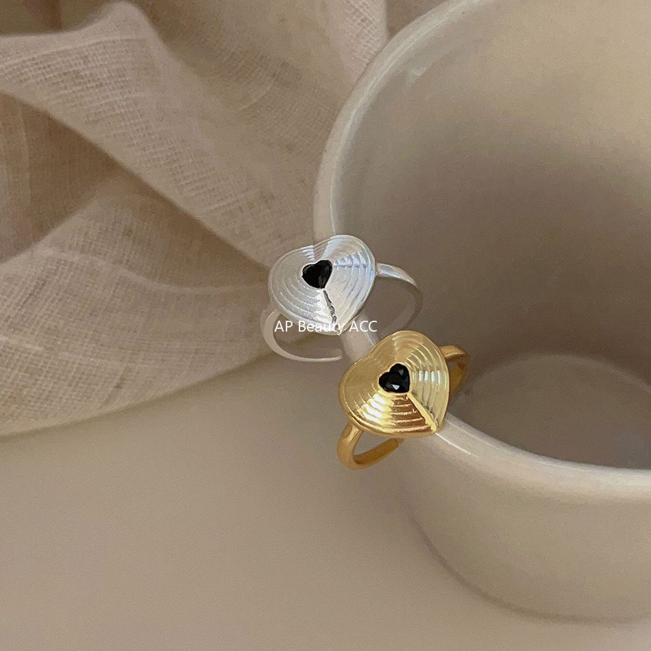 F廠-韓版飾品925純銀愛心戒指個性小紅書INS簡約戒指指環首飾「J1932」25.10-2