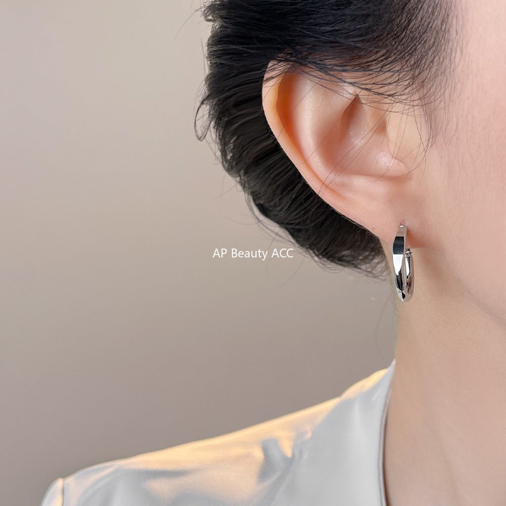 A廠-個性甜酷風時尚通勤百搭ins圓形幾何圓環耳環925銀針耳圈耳飾「7017」25.11-1