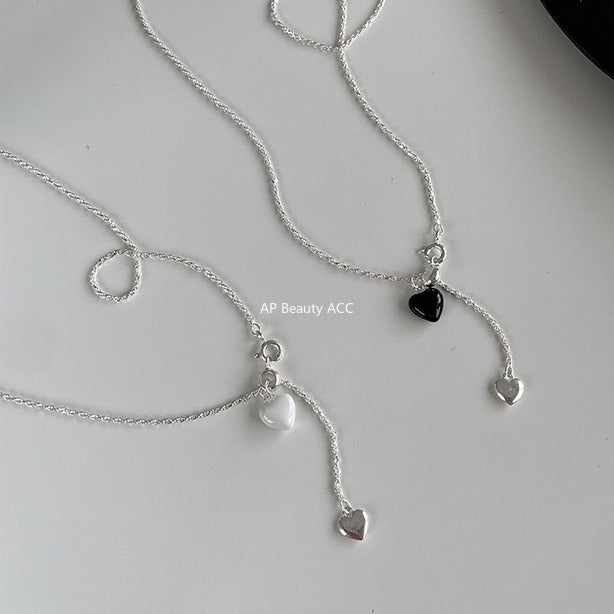 C廠-925純銀韓版抽拉式愛心吊墜項鍊女ins風簡約百搭OL通勤日常鎖骨鏈「XL-1222」25.11-1