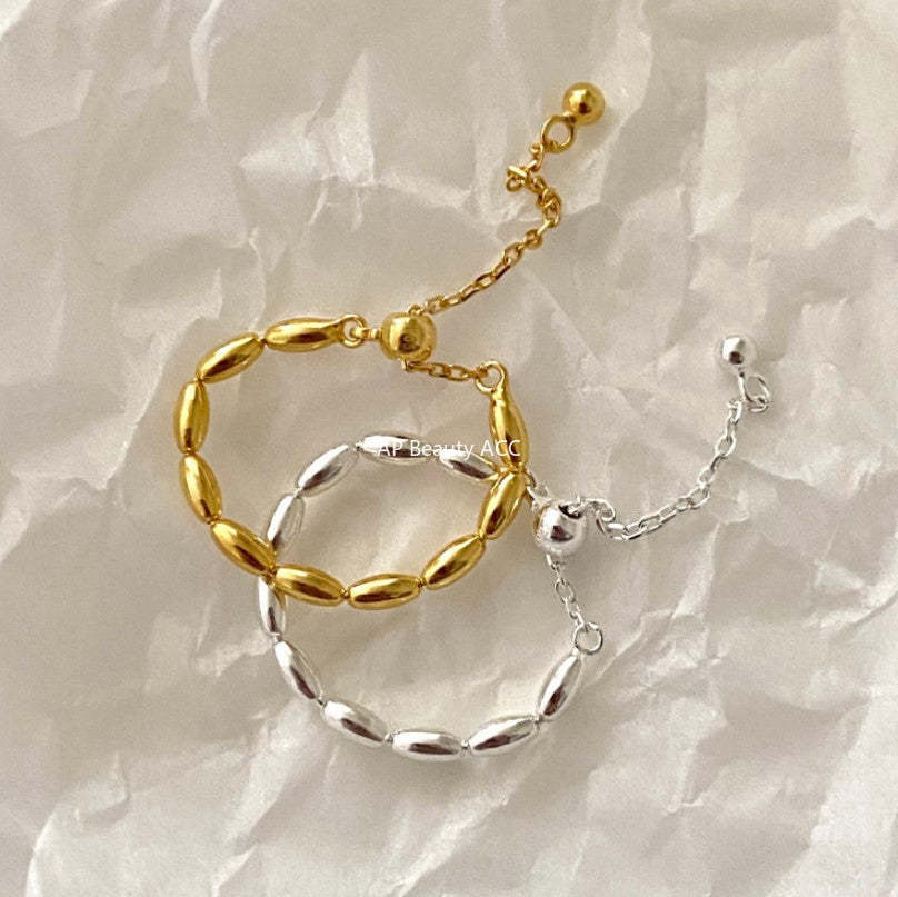 F廠-韓國韓版極簡925純銀 簡約ins潮人同款 橄欖珠戒指「J1621」25.12-1