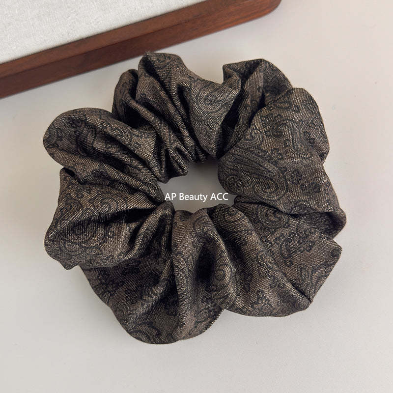 E廠-韓系復古腰果印花大腸髮圈女扎馬尾頭繩不傷髮大號髮繩橡皮筋髮飾「27630」25.11-1