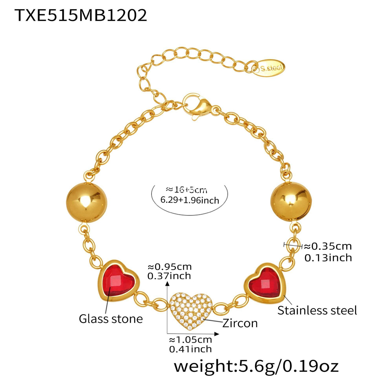 B廠-不鏽鋼彩色樹脂包邊項鍊5A鋯石愛心手鍊多巴胺飾品套裝鍍18k真金「TXP515」25.12-2