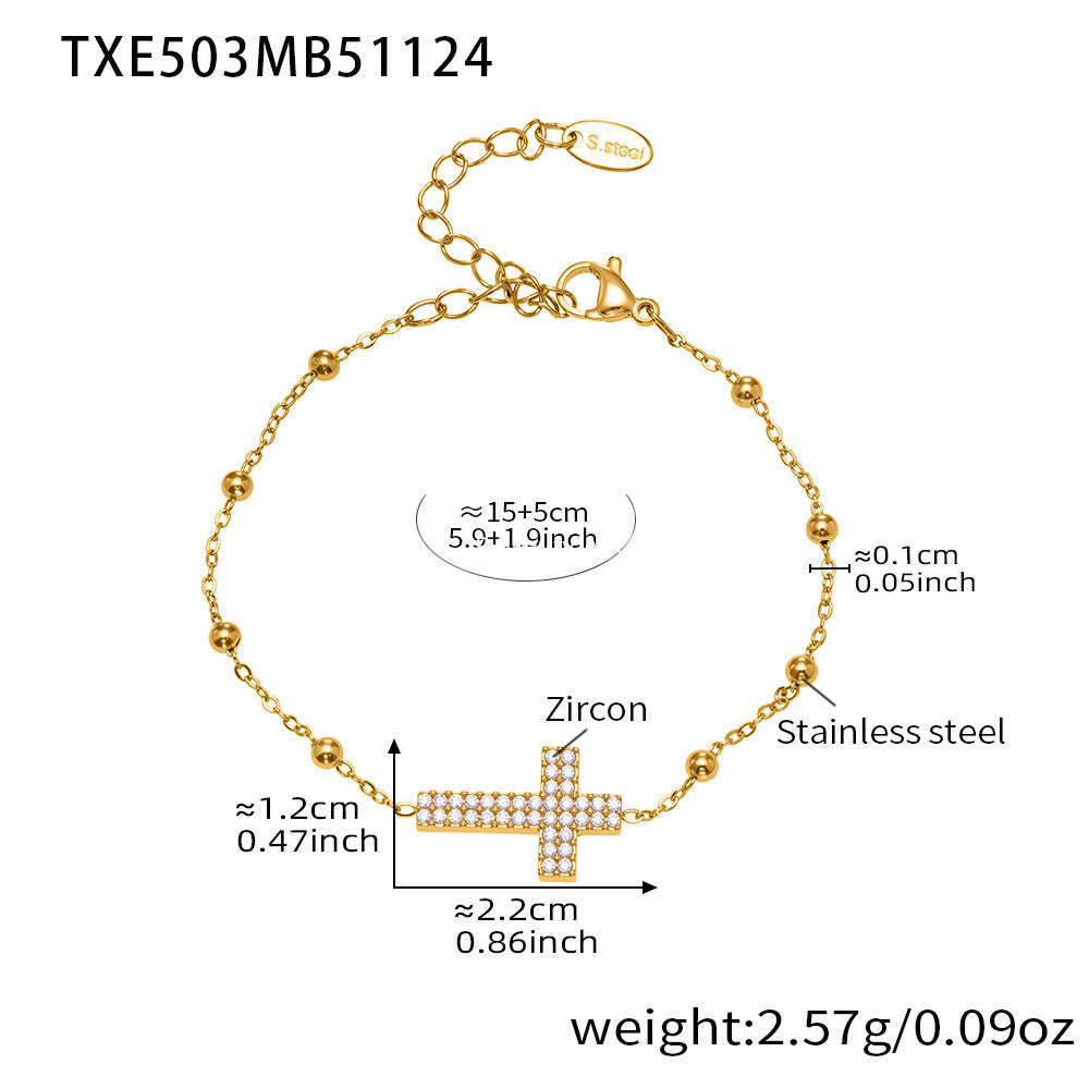 B廠-不鏽鋼超閃5A鋯石十字架戒指耳環項鍊手鍊首飾套裝鍍18k金不掉色「TXP503」25.11-4