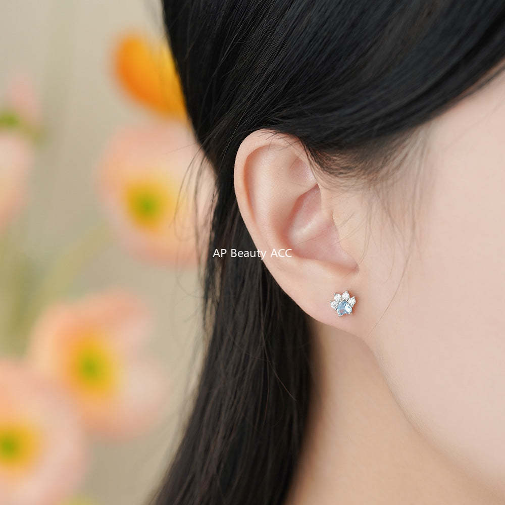 D廠-足銀S999貓爪鋯石耳環甜美韓風輕奢可愛養耳洞小眾溫柔耳飾「YC2285E_1」25.12-1