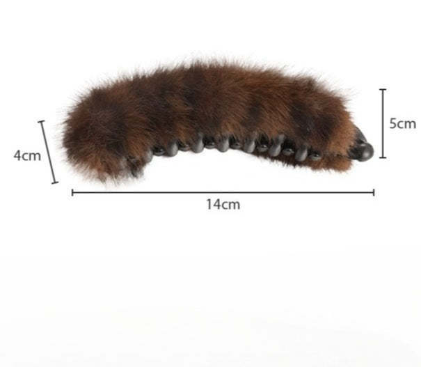 E廠-大號毛茸茸香蕉扭扭夾女秋冬高馬尾竪夾髮卡後腦勺半扎髮橫夾髮夾「27697」25.11-3