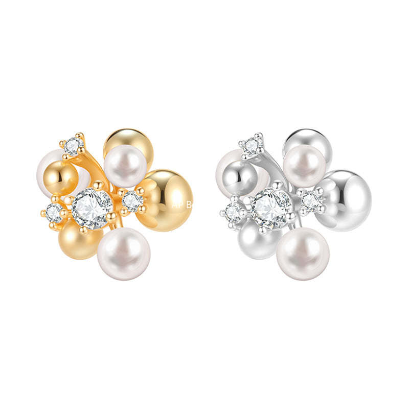 C廠-小眾設計感鋯石耳釘女百搭高級復古氣質珍珠耳環優雅獨特秋冬耳飾「EH-4311」25.11-4