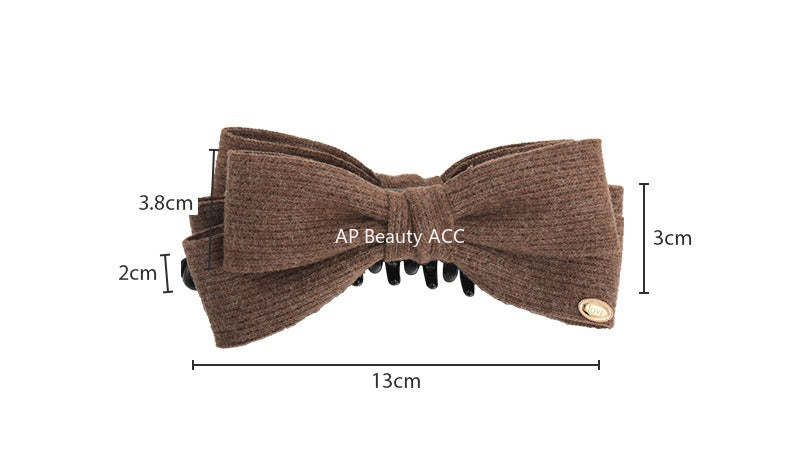 E廠-秋冬毛呢雙面蝴蝶結香蕉夾女後腦勺高馬尾髮夾氣質鯊魚夾頭飾髮卡「27708」25.11-3