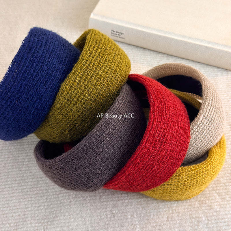 E廠-秋冬針織高顱頂毛線寬邊髮箍女高級感洋氣時尚壓髮頭箍髮卡頭飾潮「27794」25.12-3