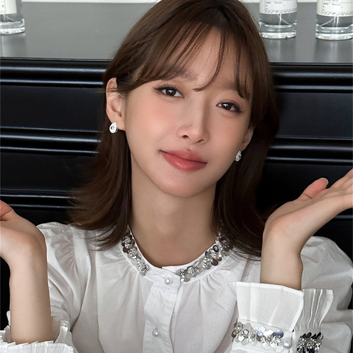 C廠-輕奢時尚高級感水滴爆閃鋯石耳釘女小眾個性冷淡風氣質銀針耳環「EH-3689」25.07-2