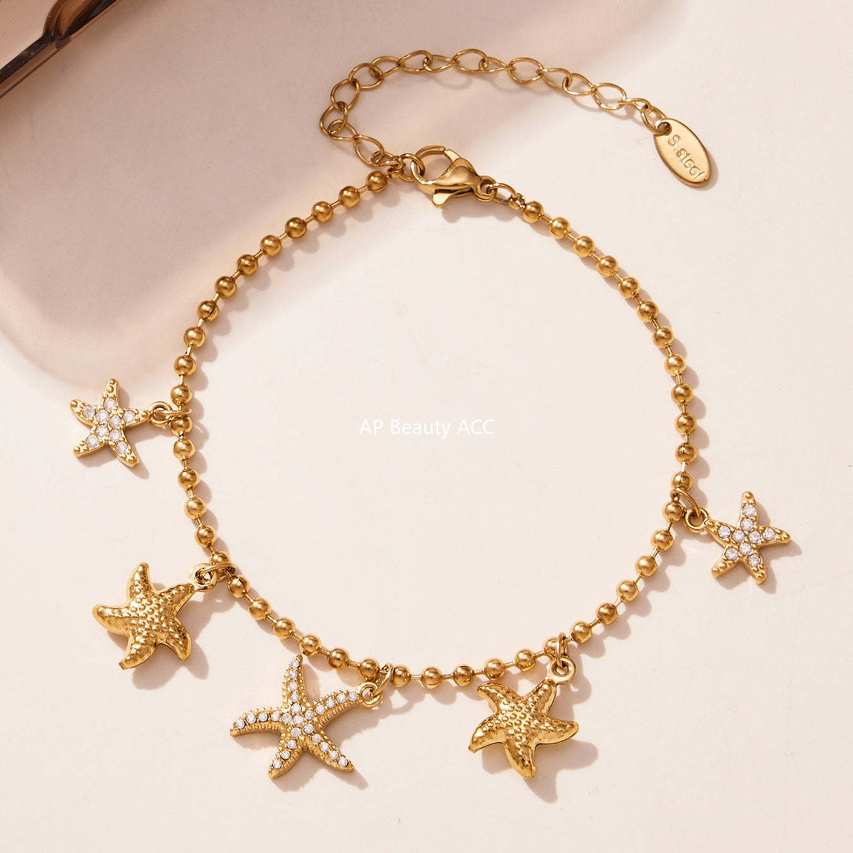 B廠-跨境新款不鏽鋼鋯石海星吊墜耳環項鍊手鍊套裝簡約鑲鑽配飾「TXP478」25.11-4