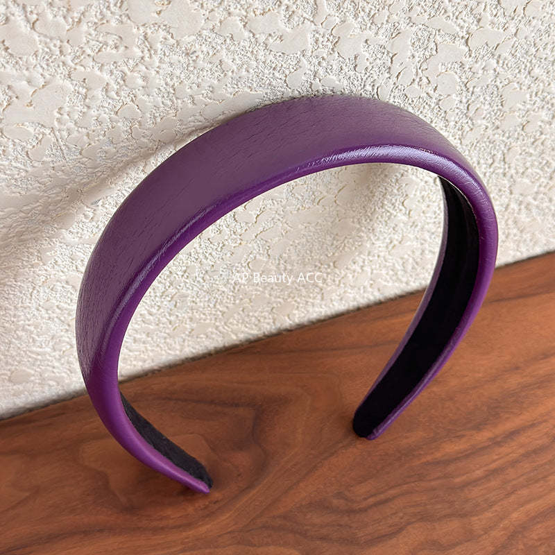 E廠-復古高級感茄紫色貴氣壓髮箍優雅精緻加厚漆皮紋亮面頭箍髮卡髮飾「27812」25.12-3