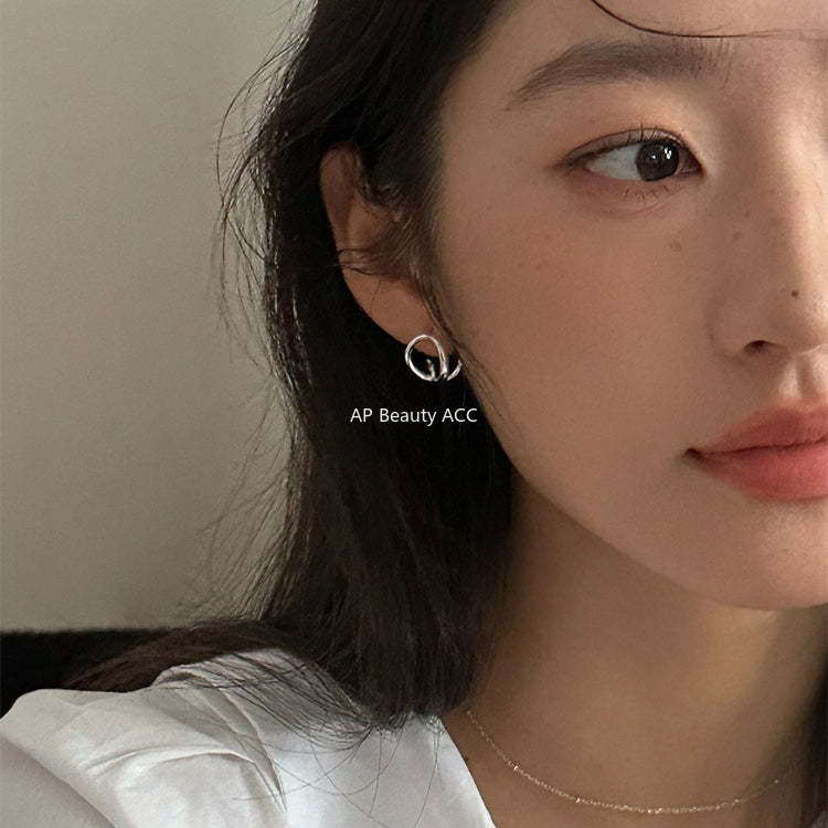 C廠-韓版幾何鏤空交織耳釘女ins小眾設計高級感素圈耳環不規則ins耳飾「EH-4410」25.12-1