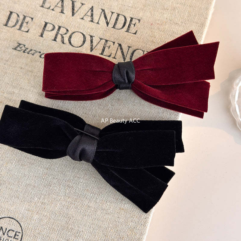 E廠-簡約復古絲絨蝴蝶結香蕉夾女後腦勺高級感髮飾氣質百搭馬尾夾髮卡「27757」25.12-1