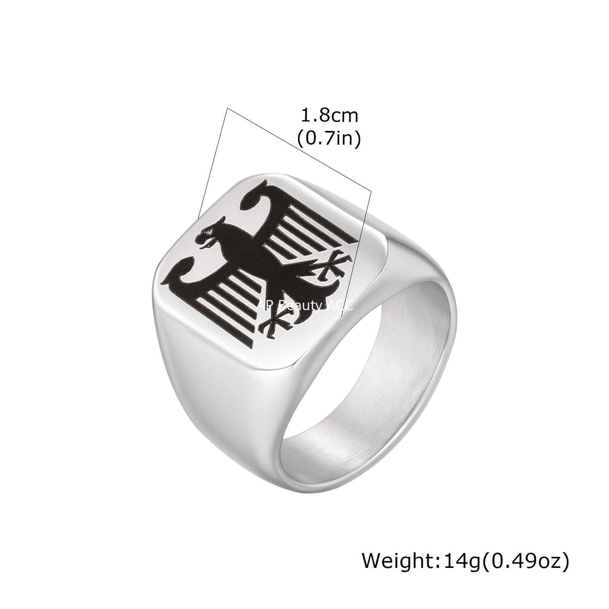 G廠-不鏽鋼鐳射鷹標男士復古符文戒指「RC-294」25.12-2