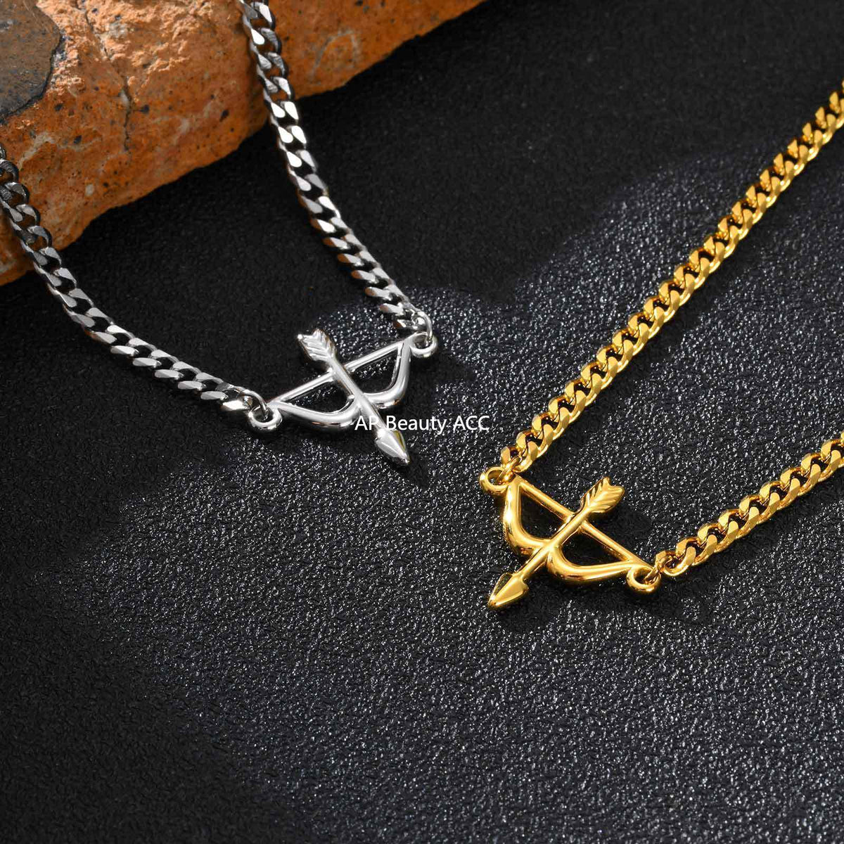 G廠-不鏽鋼六面磨鏈弓箭手鍊金色幾何射箭手鍊時尚氣質批發「BR-2621」25.11-1