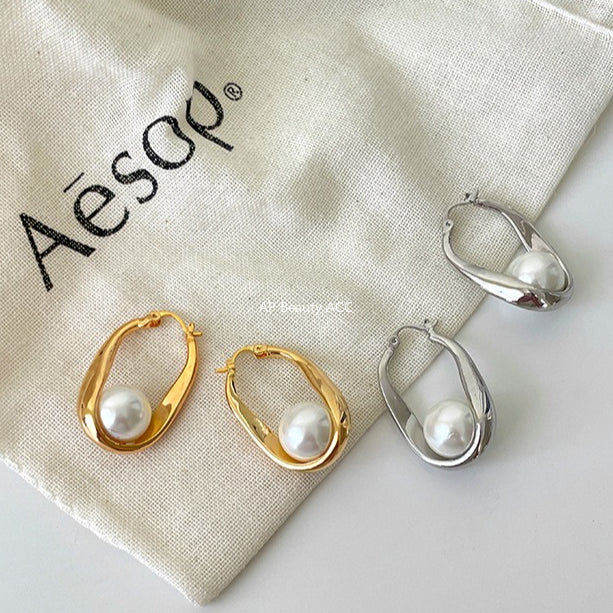 C廠-簡約復古百搭氣質珍珠耳環女時尚高級感秋冬耳扣輕奢精緻港風耳飾「EH-4131」25.11-2