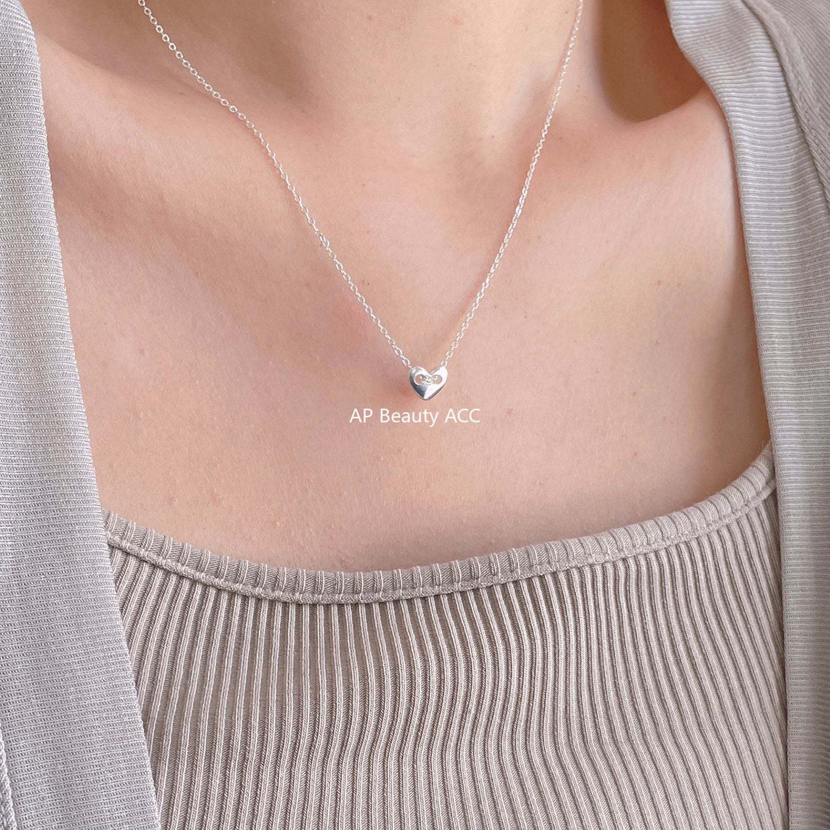 F廠-韓國韓版925純銀愛心簡約項鍊ins網紅抖音小紅書項鍊「B1192」25.12-2