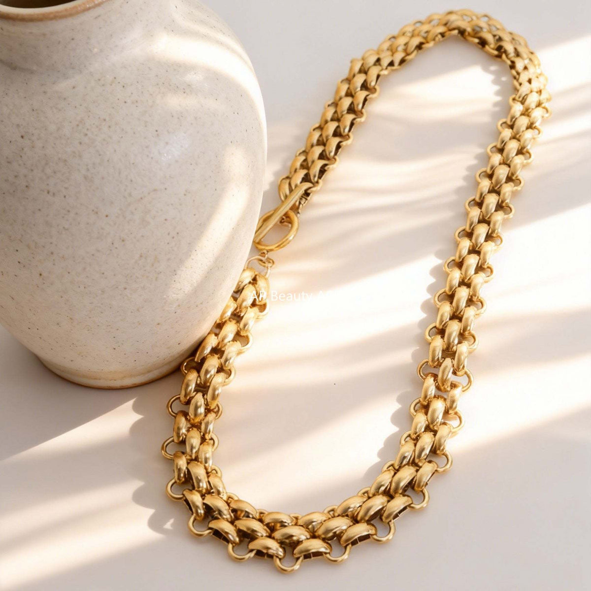 B廠-不鏽鋼OT扣純粗鏈條項鍊手鍊套裝歐美中性嘻哈誇張飾品鍍18k真金「P1441」25.12-2