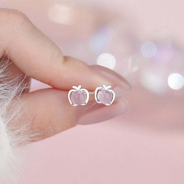 D廠-S999足銀小巧蘋果耳環女迷你耳環養耳洞水果氣質小眾可愛耳環「YC5016E_1」25.11-3
