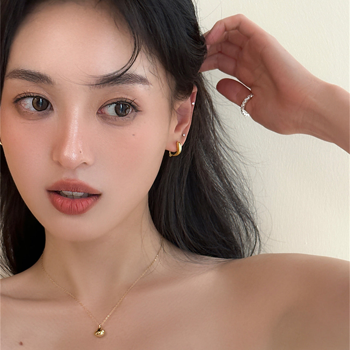 C廠-冷淡風簡約水滴銀針耳釘女輕奢高級感耳環小眾精緻百搭氣質潮耳飾「EH-3795」25.07-4