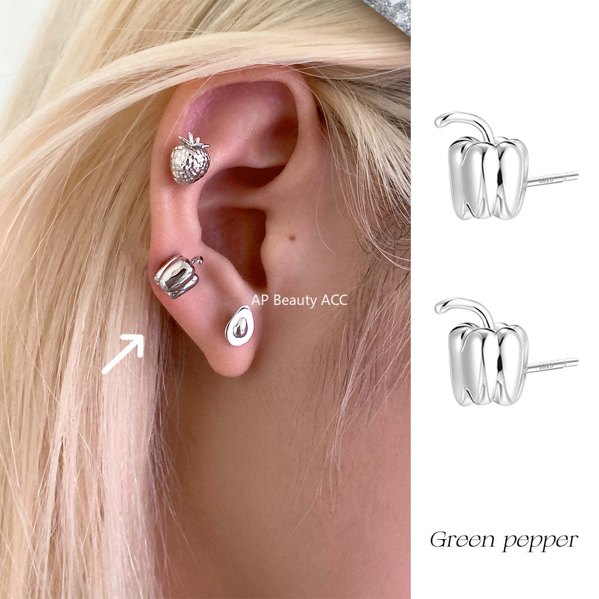 C廠-925銀針蔬菜茄子耳釘女森系小清新獨特牛油果耳環輕奢高級感耳飾「EH-4260」25.11-3