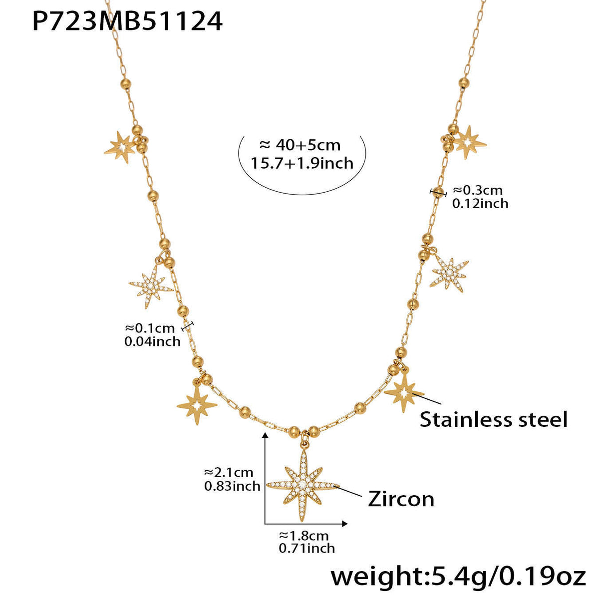 B廠-不鏽鋼DIY多配件鑲嵌鋯石吊墜十字夾珠項鍊鍍18k真金跨境時尚飾品「P732」25.11-4