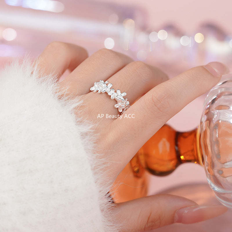 D廠-S999足銀桂花戒指清新森系唯美氛圍感溫柔日常通勤手飾戒指批發「YC3087R_1」25.11-3