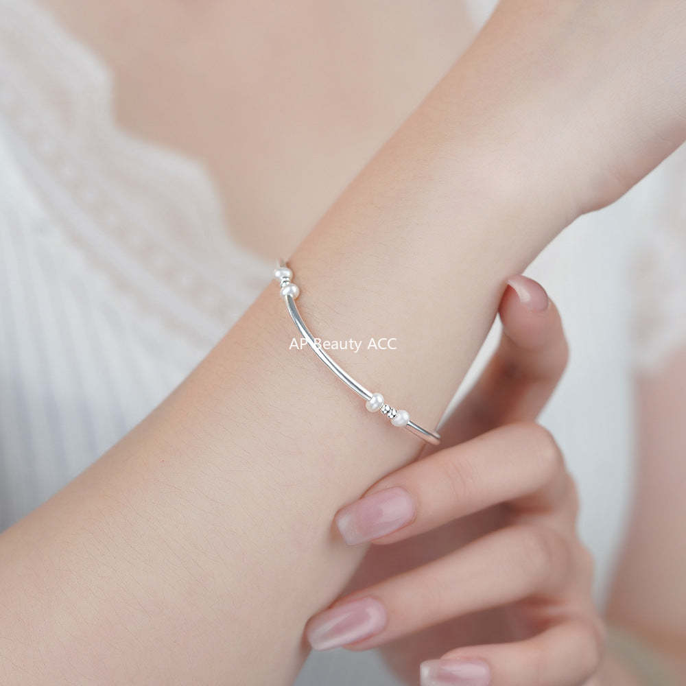 D廠-S999足銀簡約原子珠珍珠手鍊女秋冬新款法式復古優雅溫柔手飾批發「YC4711SL」25.11-4